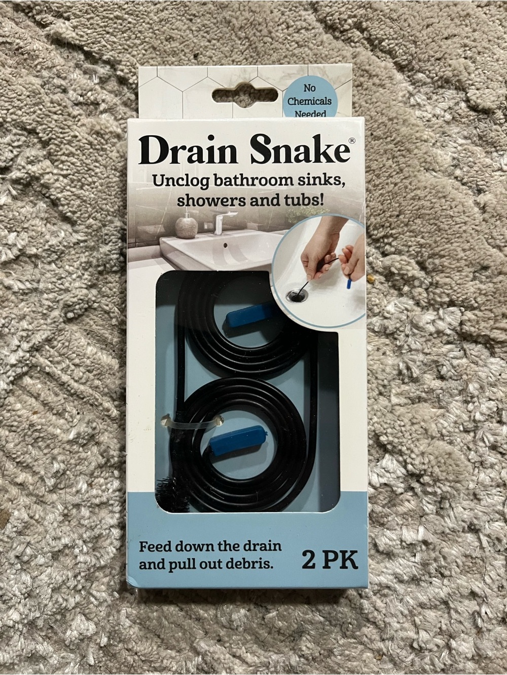 Drain Snake 2-Pack Drain Clog Removers - Black with Blue Tabs